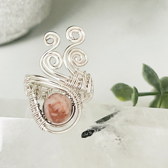 Artisan🤩 Handmade natural pink zebra Jasper rings ✨ - Picture 1 of 5